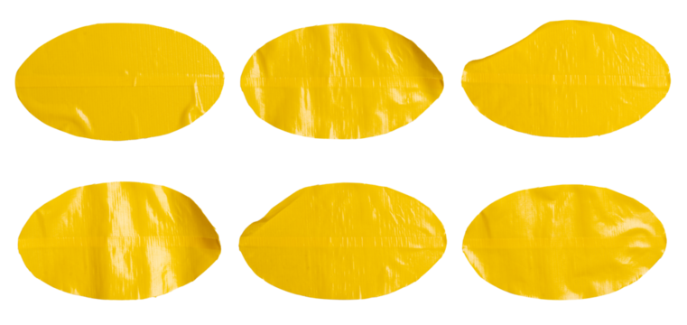 Set of yellow ellipse stickers sticky notes, Copy space for text preview sign tags labels elements design, isolated on white background, png