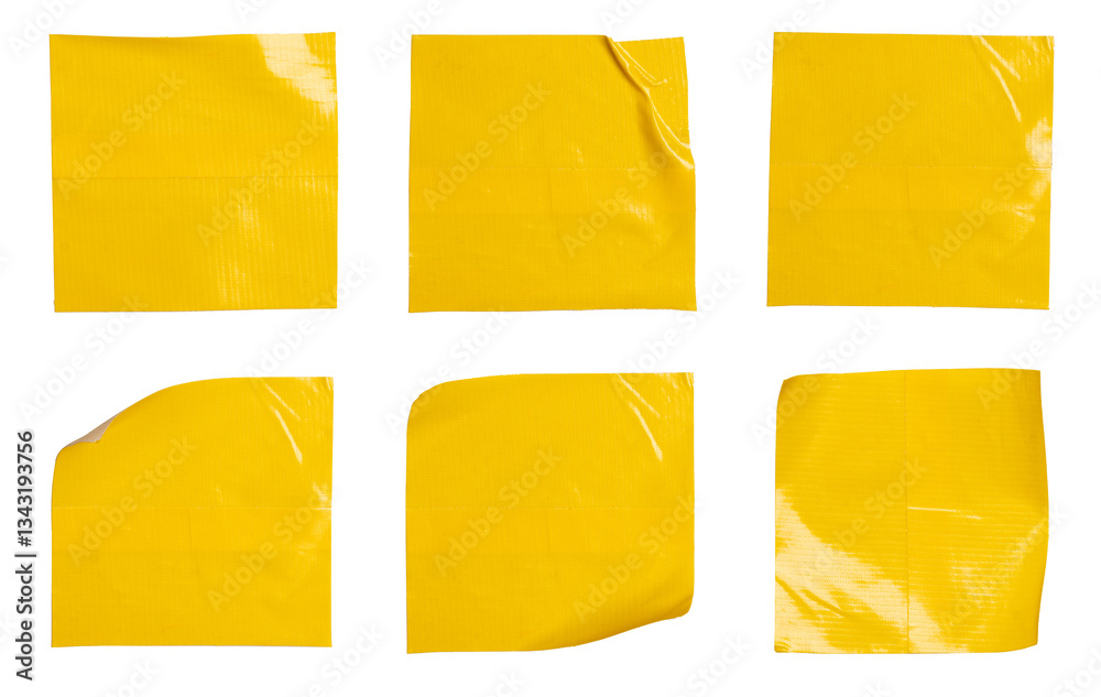 Poster set of yellow stickers sticky notes, copy space for text preview sign tags labels elements design, i