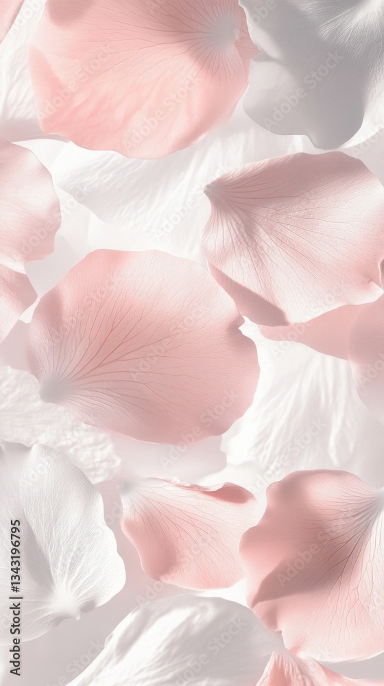 Poster delicate petals in shades of pink and white lay scattered, creating a peaceful visual tapestry. the 