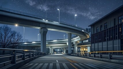 Naklejka premium overpass in the city at night