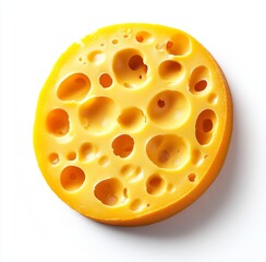 A cheese triangle, isolated on a clear background, viewed from the top