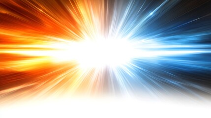 Obraz premium A white background presentation design showcases abstract blue lines moving swiftly, complemented by a simple flat illustration and a large copy space