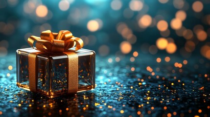 A high-end gift of solid glass with soft gold bokeh lights. Suitable for corporate holiday or birthday gifts