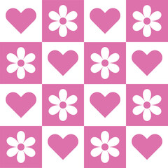Flower Heart Vector Seamless Pattern Digital Paper | Romantic Floral Background | Valentine’s Day Love Pattern | Cute Hand-Drawn Flowers & Hearts | Elegant Decorative Design for Scrapbooking, Invitati