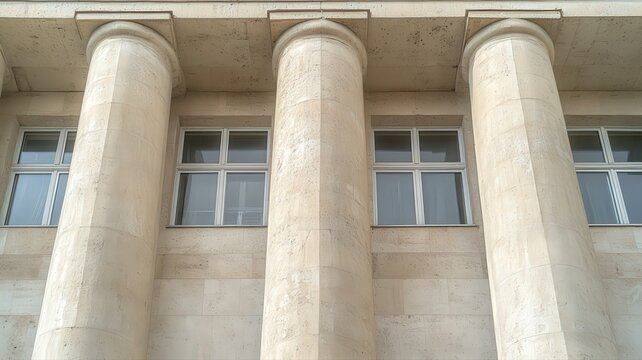 Beige Stone Columns and Building Facade
