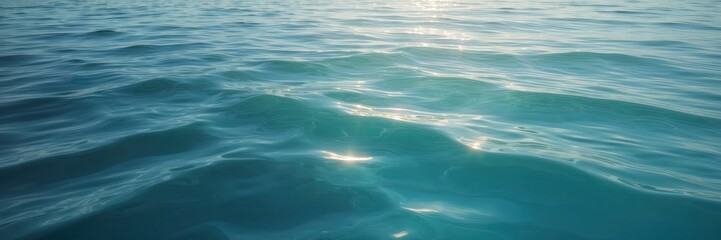 Obraz premium Serene seascape: shimmering turquoise water gently rippling in warm sunlight