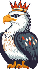 Obraz premium Majestic Eagle with Royal Crown in Flat Minimalist Vector Art Style