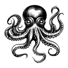 Fototapeta premium Octopus tattoo illustration design black vector
