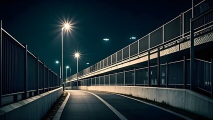 Obraz premium a bridge that is deserted at night