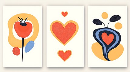 Abstract floral heart art prints.