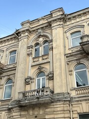 Balcony of historical building in Vilnius old town, Lithuania 