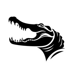 Crocodile head with open jaws silhouette