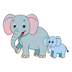 A heartwarming scene of a mother elephant gently guiding her baby, symbolizing love, protection, and family bonds. Perfect for nature-themed designs or children's products.