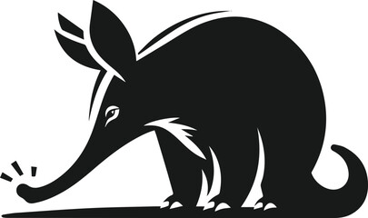 Aardvark investigating something with its nose animal silhouette vector