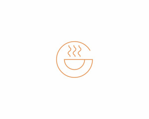 Obraz premium Steaming mug in G letter linear logo design. Hot steaming tea or coffee cup contour sign. illustration.