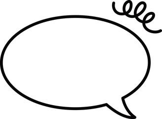 シンプルな吹き出しとクルクルした線の白黒イラスト