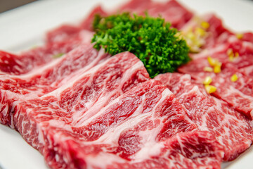 fresh raw beef on a plate