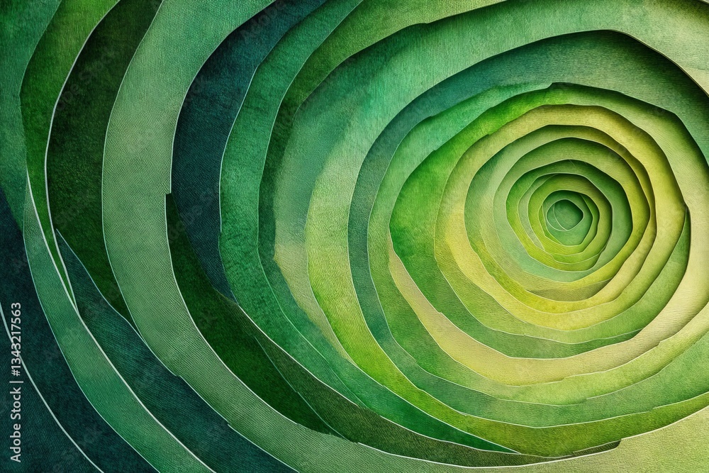 Leinwandbilder green spiral layers created with paper to showcase depth and texture in a vibrant design