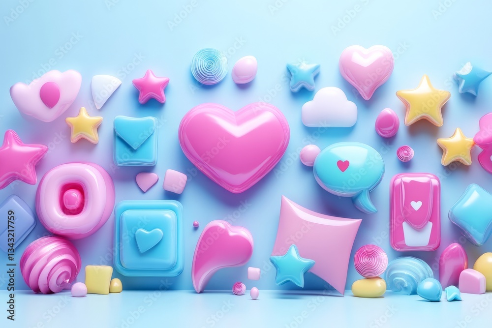 Aufkleber colorful and playful shapes create a whimsical backdrop perfect for creative projects or social medi