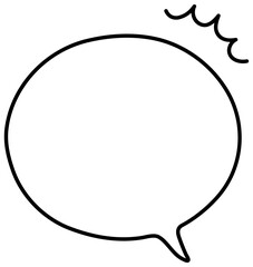 円形の吹き出しと波線の白黒イラスト