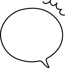 円形の吹き出しと波線の白黒イラスト
