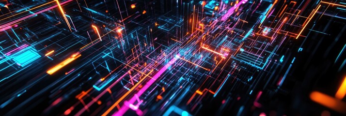 Fototapeta premium Abstract digital network of glowing lines