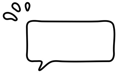吹き出しと感情を表す雫の白黒イラスト