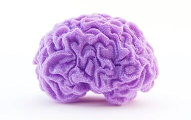 Stylized Brain Model in Purple Against a White Background