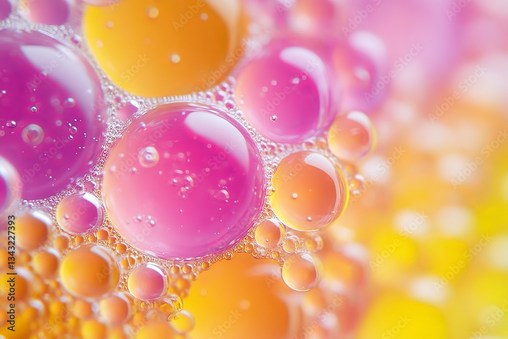 Poster colorful bubbles create a mesmerizing abstract pattern in vibrant shades of purple and orange