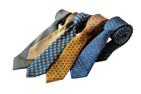Colorful collection of ties displayed elegantly on a white background showcasing various patterns and textures for formal occasions