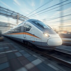 Fototapeta premium Modern high-speed train in motion