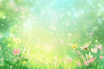 Fototapeta premium A beautiful vibrant spring meadow filled with lovely colorful flowers