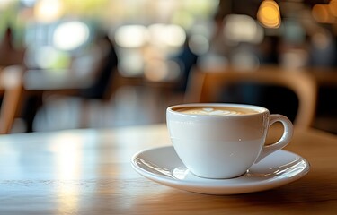 Obraz premium Aromatic latte in a cozy cafe