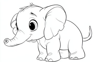 Obraz premium Cute cartoon elephant illustration ideal for coloring projects and educational materials featuring a playful character