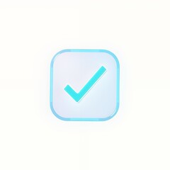 Sleek Checkmark Icon with Glowing Blue Outline, Symbolizing Task Management, Isolated on White Background