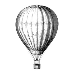 Obraz premium Hot air balloon vintage black white vector