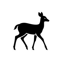 Obraz premium Deer walking silhouette on white background