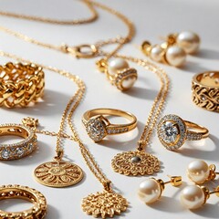 gold necklace on a white background