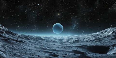 Paisaje espacial con planeta y estrellas