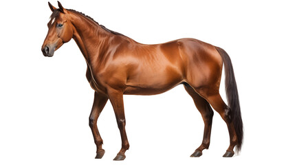 Fototapeta premium Bay Horse on PNG Transparent Background. Animal, Mammal, Ranch, Pet 