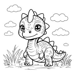 Bring prehistoric charm to your coloring activities with this Kawaii Stegosaurus Coloring Page! Designed in a simple, bold-outlined style, this adorable baby 