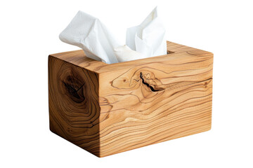 Elegant wooden tissue box on a minimalist background showcasing natural craftsmanship and modern design