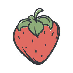 Strawberry. A simple hand-drawn icon with an offset outline. Vector illustration for print, sticker, banner