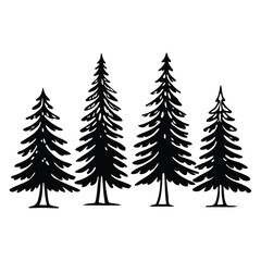 Obraz premium tree silhouette and Tropical leaves vector isolated on white background.