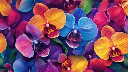 Fondo de orqu&iacute;deas coloridas, flores vibrantes