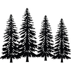 Obraz premium tree silhouette and Tropical leaves vector isolated on white background.