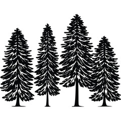 Obraz premium tree silhouette and Tropical leaves vector isolated on white background.