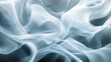 Fototapeta premium Ethereal abstract flowing white fabric on dark background
