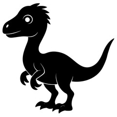 baby dinosaur, dragon  black silhouette vector, Simple silhouette Design vector icon with white background.