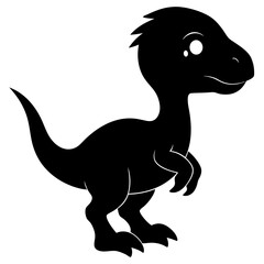 baby dinosaur, dragon  black silhouette vector, Simple silhouette Design vector icon with white background.